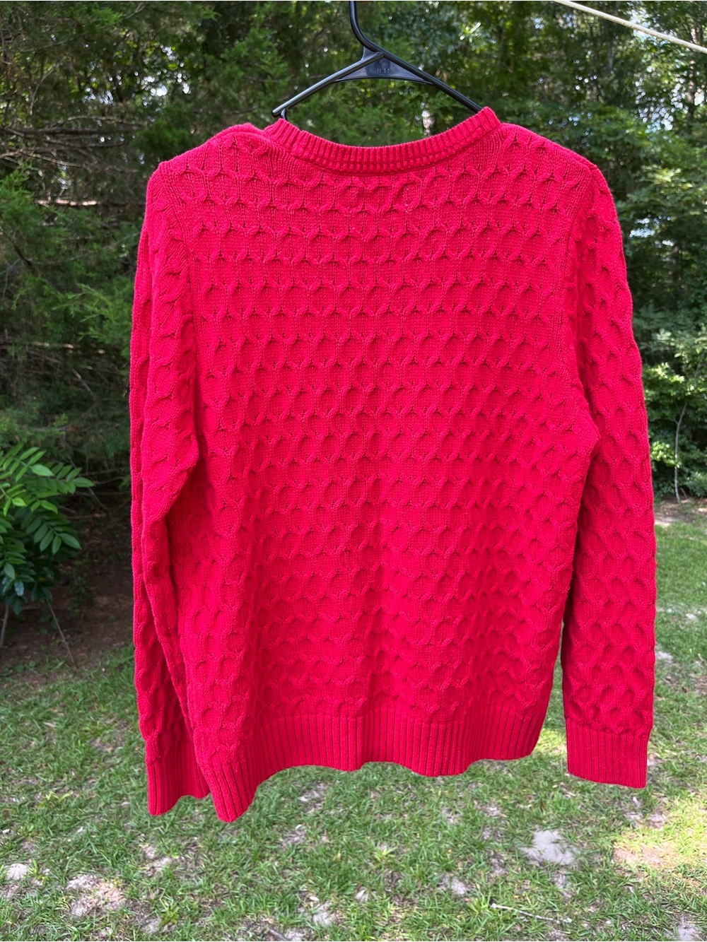 croft & barrow Women's Bright Red Cable Crewneck Sweater - Picture 4 of 4